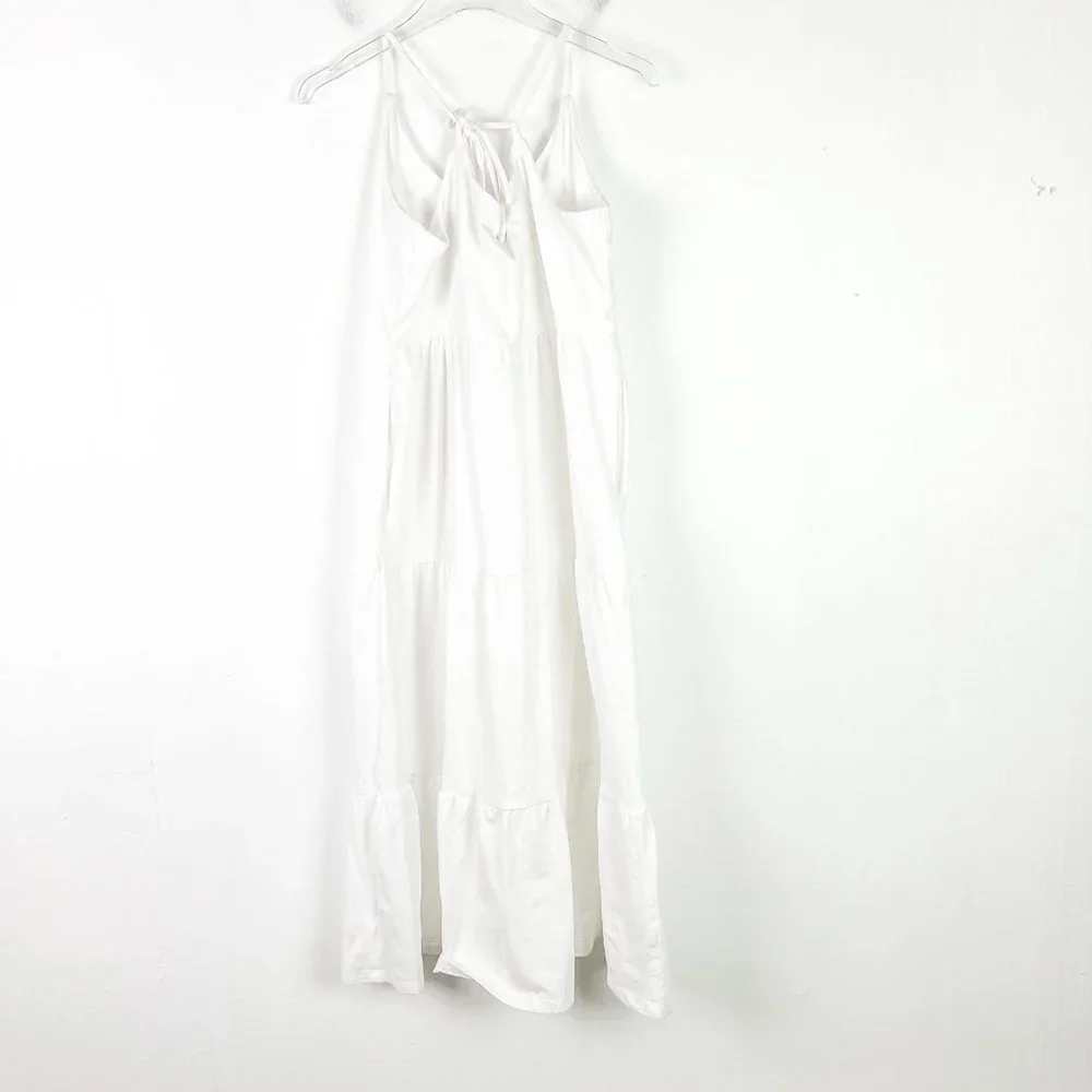 NWOT Old Navy Tiered Slub-Knit Midi Cami Swing Dress White Size Large L NEW - Picture 9 of 13